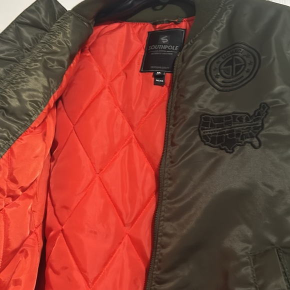 Men’s Dark Green Bomber Jacket - Picture 2 of 2